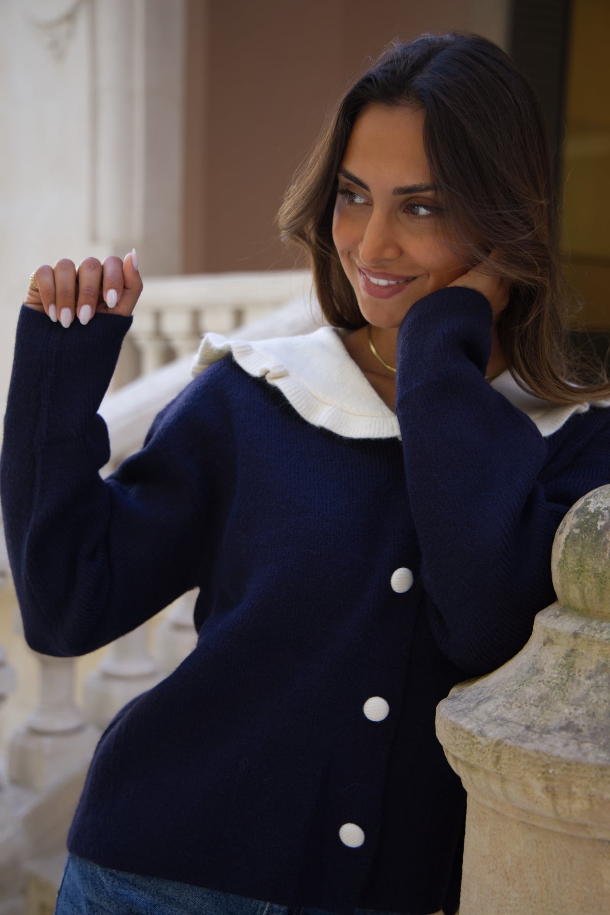 Casaco malha navy