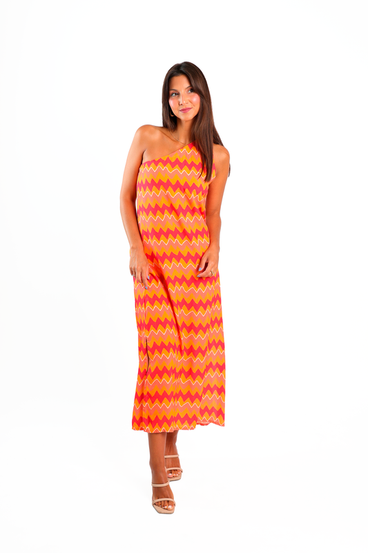 Vestido estampado laranja